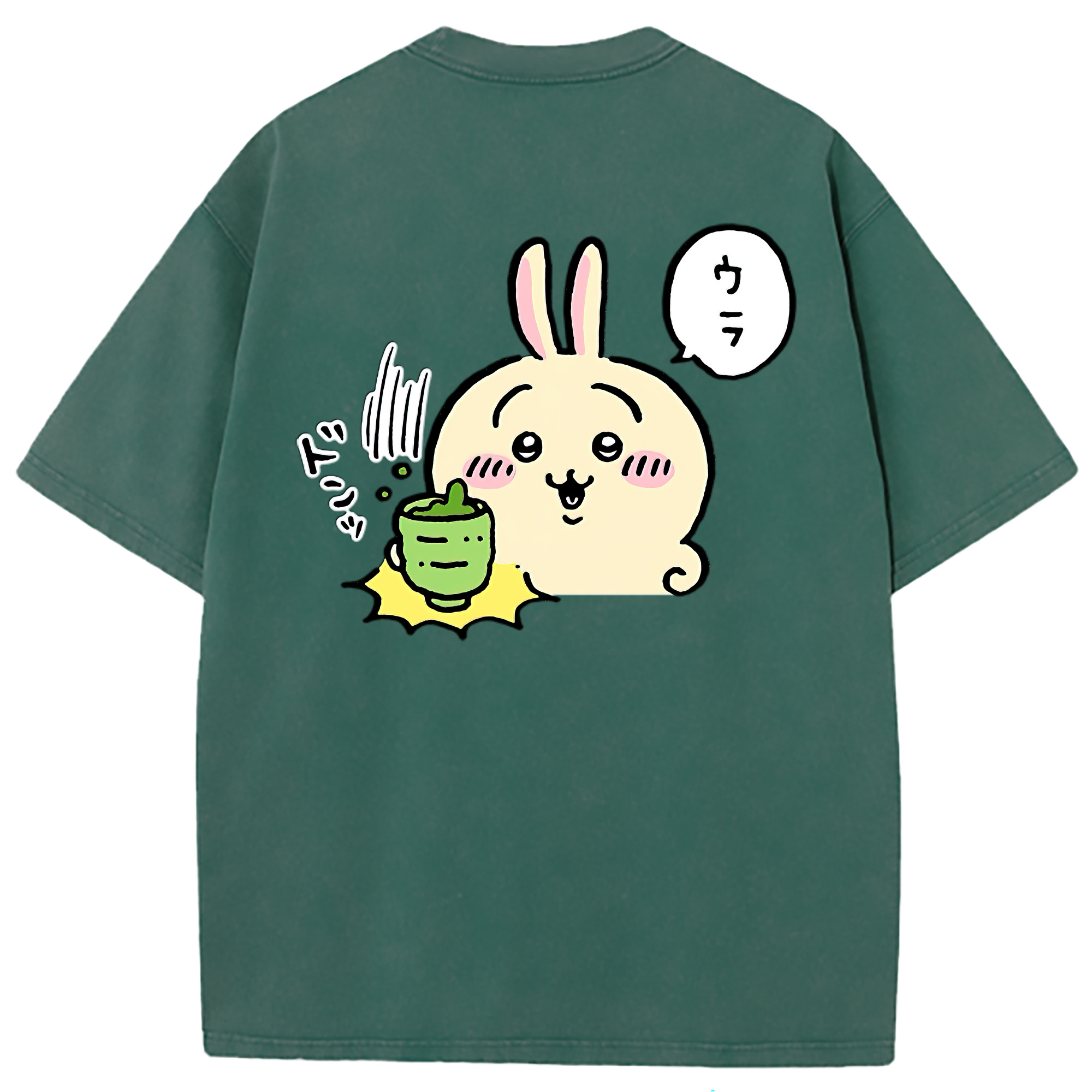 （画像用） ちいかわ うさぎ Chii-kawa usagi 綿100% ヴィンテージ風 半袖Tシャツ（背面プリント）